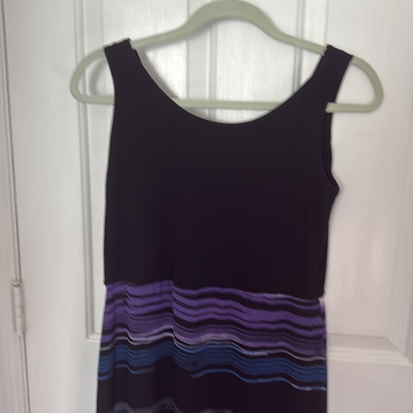 Vince Camuto Black and Multi Color Maxi Dress with Sheer Overlay - Picture 7 of 13